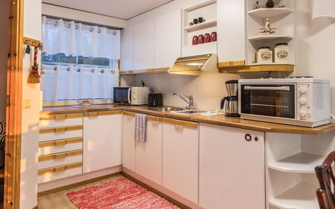 Ukonpuoti 15-16 Kerrostalo: Kitchen, Furniture, Cabinetry, Interior Design, Kitchen Appliance, Countertop, Wood, Flooring, Major Appliance, Room