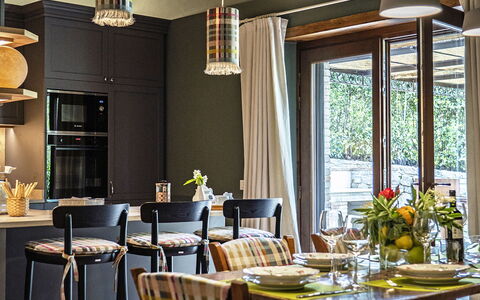 Casa Pernice: Furniture, Interior Design, Chair, Light Fixture, Table, Wood, Kitchen & Dining Room Table, Ceiling, Lighting, Dining Room