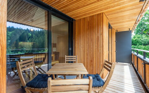Vallada 14-01: Wood, Porch, Hardwood, Wood Stain, Balcony, Plank, Wood Flooring, Eco Hotel, Deck, Plywood