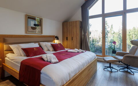 Valera Vita Forest: Interior Design, Furniture, Flooring, Wood, Floor, Ceiling, Room, Bedroom, Bed, Home
