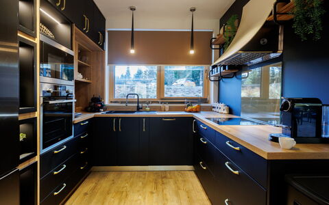 Valera Vita Forest: Countertop, Kitchen, Interior Design, Kitchen Appliance, Cabinetry, Furniture, Flooring, Lighting, Ceiling, Major Appliance
