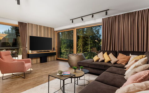Valera Vita Forest: Furniture, Interior Design, Couch, Flooring, Floor, Living Room, Home, Wood, Ceiling, Room