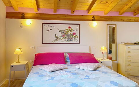 Baita Melissa: Furniture, Bed, Interior Design, Bedroom, Bed Sheet, Floor, Ceiling, Linens, Flooring, Room