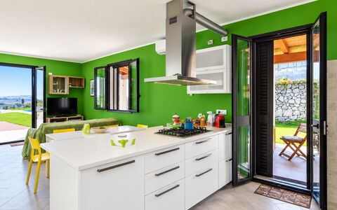 Villa Sara: Kitchen, Interior Design, Furniture, Major Appliance, Countertop, Ceiling, Home, Flooring, Kitchen Appliance, Cabinetry