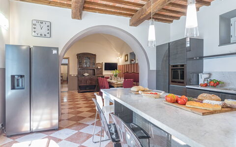 Antica Villa Merelli 12: Furniture, Interior Design, Flooring, Kitchen, Wood, Ceiling, Floor, Countertop, Lighting, Room