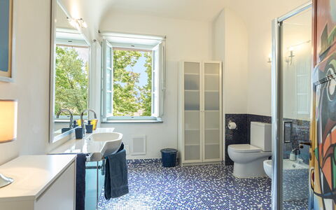 Antica Villa Merelli 12: Flooring, Interior Design, Floor, Plumbing Fixture, Bathroom, Plumbing, Ceiling, Room, Apartment, Tile