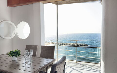 Clara: Furniture, Floor, Interior Design, Sea, Table, Flooring, Chair, Ocean, Glass, Kitchen & Dining Room Table