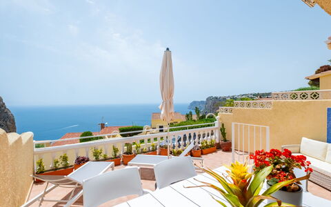 Pueblo de la Luz: Furniture, Apartment, Sea, Table, Home, Chair, Resort, Coast, Ocean, Living Room