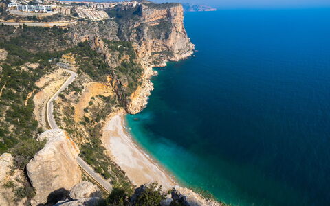 Sol Moraira: Blue, Coast, Body Of Water, Coastal And Oceanic Landforms, Sea, Rock, Headland, Terrain, Cliff, Promontory