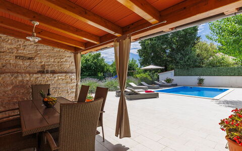 Trošti: Furniture, Wood, Flooring, Outdoor Furniture, Swimming Pool, Resort, Floor, Chair, Shade, Eco Hotel