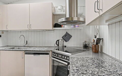 Annalina - 230M from the Sea: Kitchen, Kitchen Appliance, Countertop, Major Appliance, Interior Design, Flooring, Kitchen Sink, Plumbing Fixture, Tap, Cabinetry