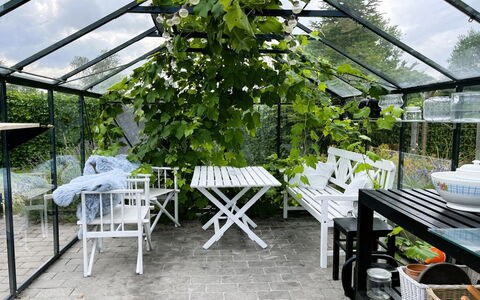 Annalina - 230M from the Sea: Furniture, Outdoor Table, Shade, Garden, Flowerpot, Outdoor Furniture, Chair, Outdoor Structure, Houseplant, Backyard