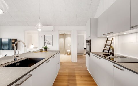 Thormund - 400M from the Sea: Kitchen, Flooring, Interior Design, Wood, Ceiling, Countertop, Floor, Kitchen Appliance, Wood Flooring, Light Fixture