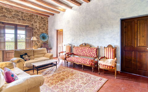 Mas Nualart: Wall, Furniture, Flooring, Interior Design, Floor, Ceiling, Room, Chair, Houseplant, Living Room