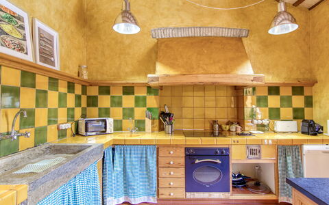 Mas Nualart: Kitchen, Interior Design, Flooring, Kitchen Appliance, Countertop, Wood, Kitchen Stove, Major Appliance, Floor, Ceiling