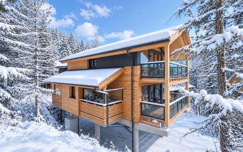 02 Nth055 18F Sup Chalet mit Sauna und Hot Tub 2 e: Winter, Cottage, Balcony, Snow, Freezing, Log Cabin, Daylighting, Siding, Handrail