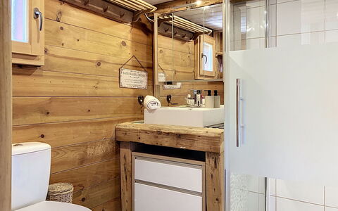 Chalet 1899: Flooring, Wood, Plumbing Fixture, Floor, Sink, Interior Design, Bathroom, Bathroom Sink, Room, Tap