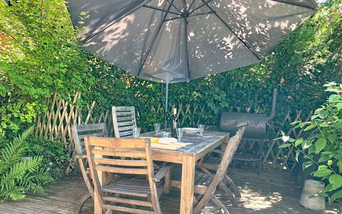 Chalet 1899: Furniture, Umbrella, Wood, Outdoor Furniture, Table, Chair, Outdoor Table, Flowerpot, Garden, Wood Stain