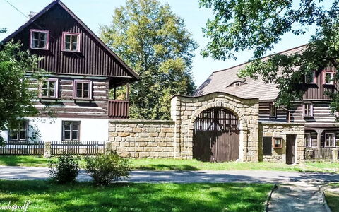 Máchova Roubenka: Home, Cottage, Lawn, Estate, Garden, Landscaping, Yard, Siding, Driveway, Backyard