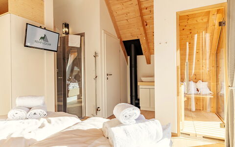 Niederwölz 609: Wood, Interior Design, Bedroom, Furniture, Lighting, Ceiling, Home, Bed, Floor, Room