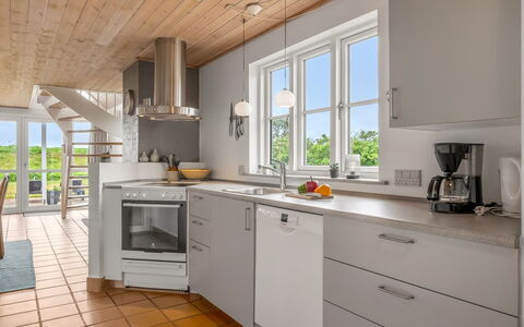 Algut - 200M from the Sea: Kitchen, Countertop, Kitchen Appliance, Flooring, Cabinetry, Furniture, Interior Design, Major Appliance, Wood, Floor