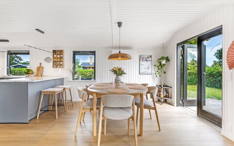 Varnava - 300M from the Sea: Furniture, Wood, Flooring, Kitchen & Dining Room Table, Dining Room, Table, Interior Design, Wood Flooring, Floor, Chair