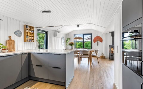 Varnava - 300M from the Sea: Flooring, Wood, Kitchen, Furniture, Countertop, Interior Design, Floor, Ceiling, Kitchen Appliance, Wood Flooring