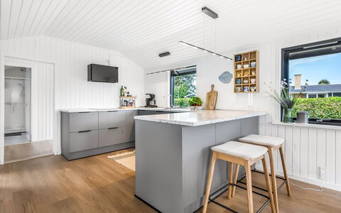 Varnava - 300M from the Sea: Flooring, Wood, Interior Design, Countertop, Furniture, Kitchen, Floor, Kitchen Appliance, Ceiling, Wood Flooring