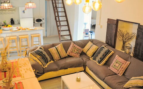 Mar de Cristal Playa Honda 500: Furniture, Interior Design, Couch, Flooring, Floor, Wall, Wood, Room, Living Room, Ceiling