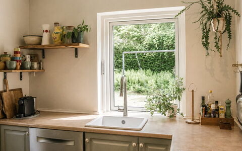 Bine - 200M from the Sea: Interior Design, Countertop, Flowerpot, Kitchen, Lighting, Houseplant, Furniture, Home, Kitchen Appliance, Cabinetry