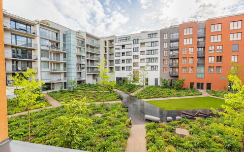 Smichov Kosire Jinonice 1: Apartment, Residential Area, Condominium, Urban Design, Mixed-Use, Garden, Landscaping, Balcony, Courtyard