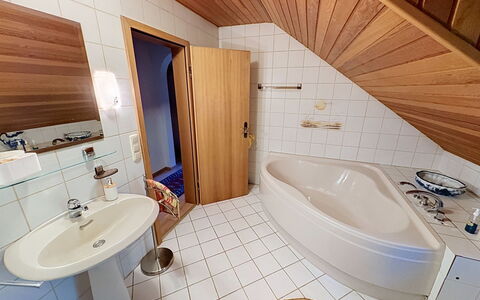 Janike: Plumbing Fixture, Wood, Flooring, Interior Design, Floor, Room, Plumbing, Bathtub, Tap, Bathroom