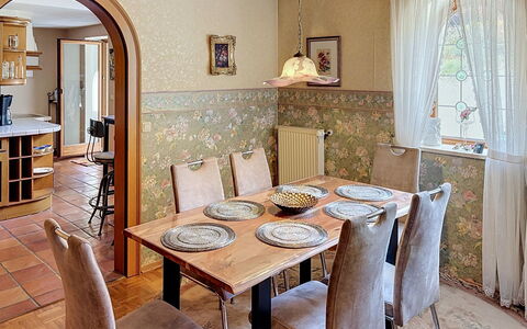 Janike: Furniture, Interior Design, Wall, Flooring, Wood, Table, Light Fixture, Ceiling, Floor, Dining Room