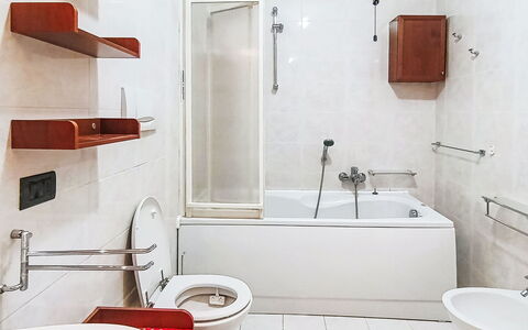 Monica: Bathroom, Plumbing Fixture, Flooring, Floor, Interior Design, Sink, Toilet, Tap, Bathroom Sink, Bathtub