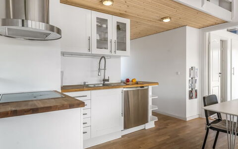 Tuva - 3.5Km from the Sea: Kitchen, Flooring, Furniture, Interior Design, Countertop, Wood, Floor, Ceiling, Kitchen Appliance, Cabinetry