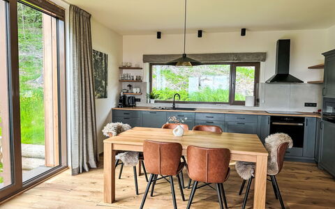 Rebelka: Furniture, Interior Design, Flooring, Wood, Kitchen & Dining Room Table, Dining Room, Chair, Table, Floor, Ceiling
