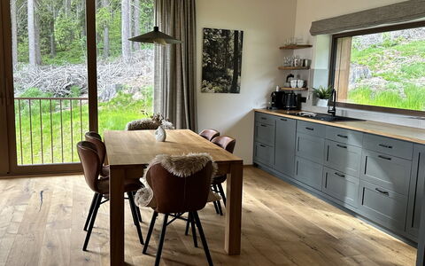 Rebelka: Furniture, Flooring, Interior Design, Wood, Floor, Countertop, Cabinetry, Wood Flooring, Kitchen & Dining Room Table, Kitchen