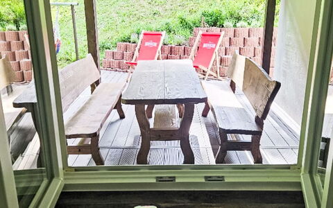 Sára: Wood, Furniture, Floor, Porch, Hardwood, Wood Stain, Chair, Outdoor Furniture, Outdoor Structure, Plank