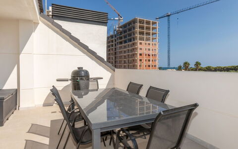Sol Y Mar i: Floor, Flooring, Apartment, Balcony, Chair, Design, Daylighting, Tile, Wood Flooring, Penthouse Apartment