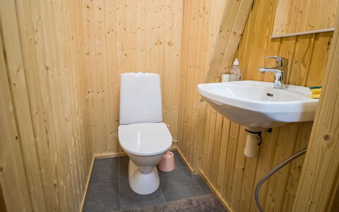 Nelostupa C: Flooring, Floor, Wood, Toilet Seat, Toilet, Plumbing Fixture, Interior Design, Bathroom, Room, Wood Stain