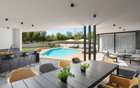 Villa H2: Interior Design, Furniture, Swimming Pool, Flooring, Home, Floor, Outdoor Furniture, Chair, Shade, Resort