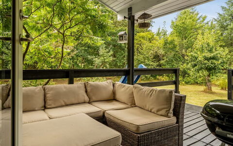 Tarvo - 500M to the Fjord: Furniture, Wood, Porch, Interior Design, Table, Flooring, Chair, Floor, Couch, Outdoor Furniture