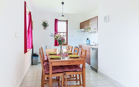 Green Valley Park Stárkov 18: Furniture, Flooring, Floor, Door, Chair, Apartment, Kitchen & Dining Room Table, Houseplant, Dining Room, Wood Flooring