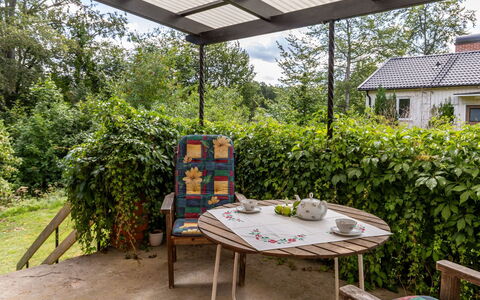 Villa Fröseke: Furniture, Garden, Outdoor Furniture, Table, Shrub, Outdoor Table, Shade, Backyard, Chair