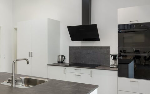 Kamile - 500M from the Sea: Kitchen, Countertop, Flooring, Kitchen Appliance, Interior Design, Cabinetry, Floor, Wood, Major Appliance, Home Appliance