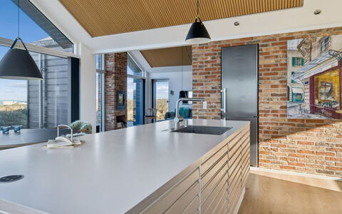 Nuka - 250M from the Sea: Interior Design, Wall, Flooring, Wood, Ceiling, Kitchen, Furniture, Light Fixture, Floor, Countertop