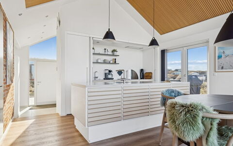 Nuka - 250M from the Sea: Wood, Interior Design, Furniture, Ceiling, Flooring, Home, Floor, Lighting, Light Fixture, Kitchen