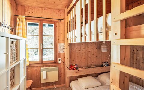Les Marmottes: Furniture, Interior Design, Bedroom, Bed, Wood, Bunk Bed, Ceiling, Flooring, Floor, Room