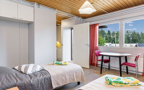 Heinävesi Homes D4: Interior Design, Furniture, Wall, Ceiling, Wood, Flooring, Floor, Bedroom, Room, Bed