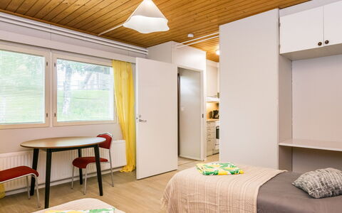 Heinävesi Homes D8: Interior Design, Wall, Bedroom, Floor, Bed, Furniture, Flooring, Wood, Ceiling, Room